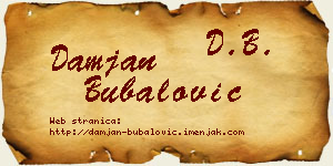 Damjan Bubalović vizit kartica
